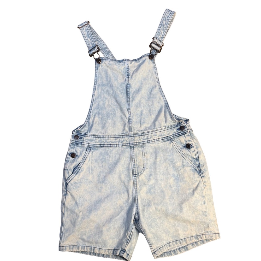 Vintage Denim Shortalls Womens L Acid Wash 90s Festival Grunge Boho Retro Grunge
